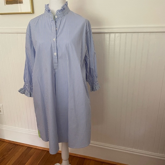 CARYN LAWN KIMBERLY DRESS BLUE STRIPE O/S - Picture 1 of 6